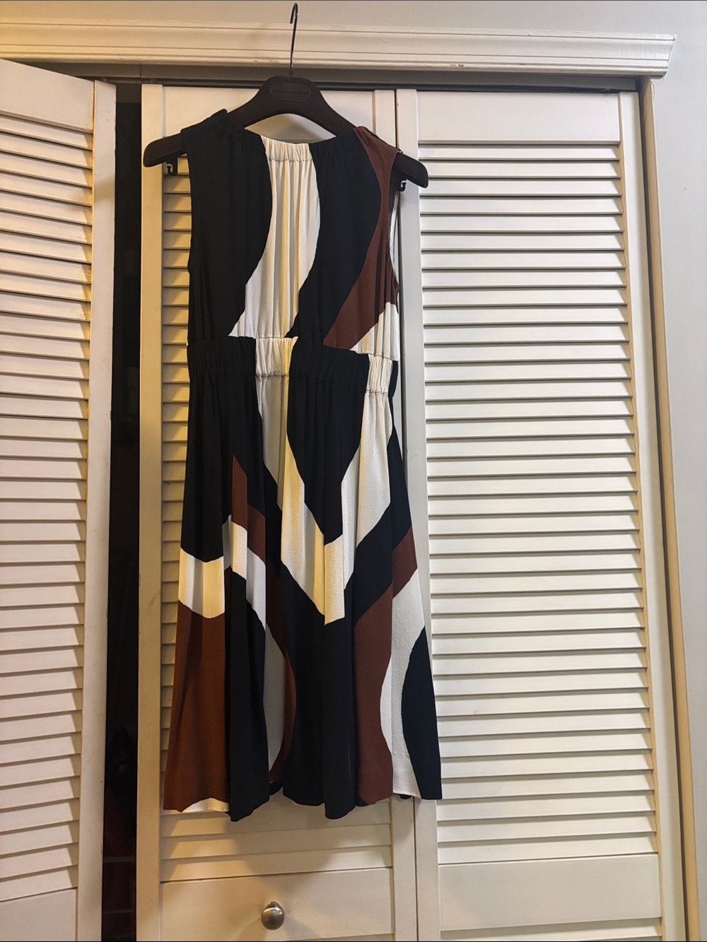 Kate Spade Sleeveless Colorblock Midi Dress in Black, White & Brown